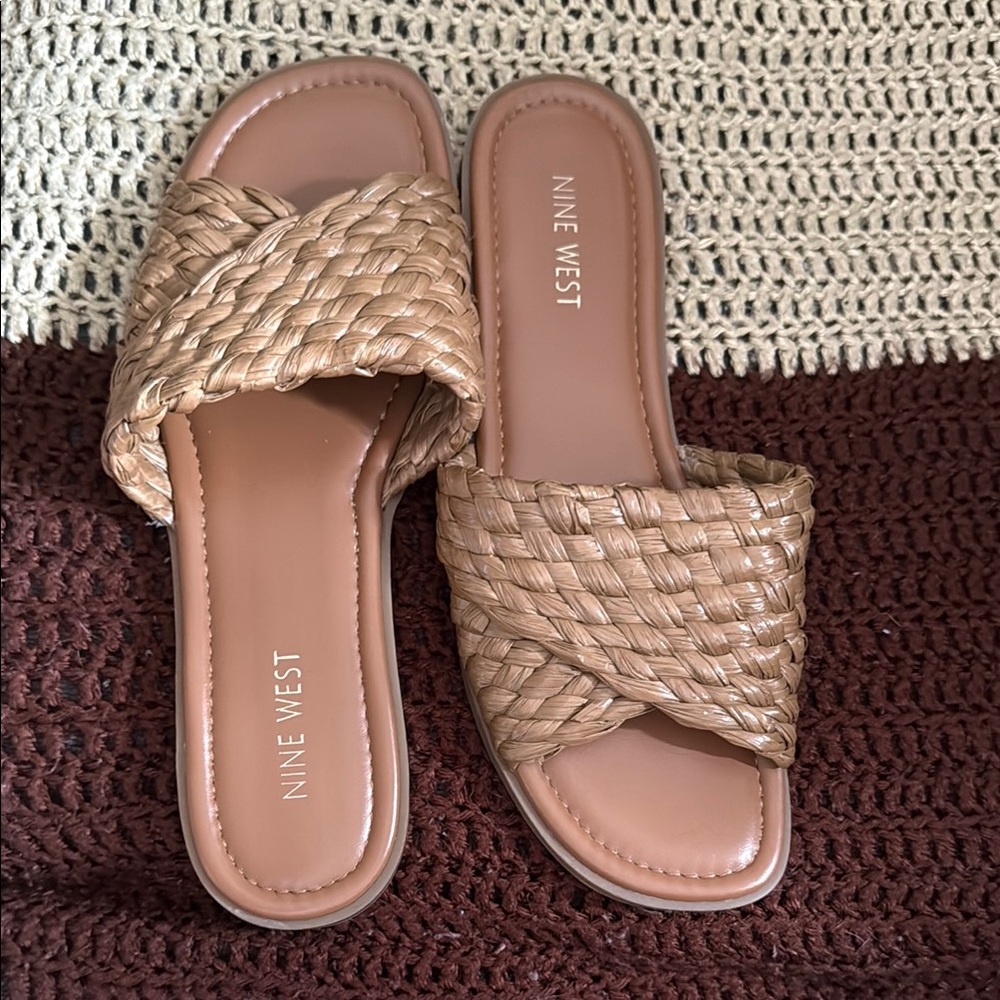 Nine West Tan Braided Sandals for Casual Comfort